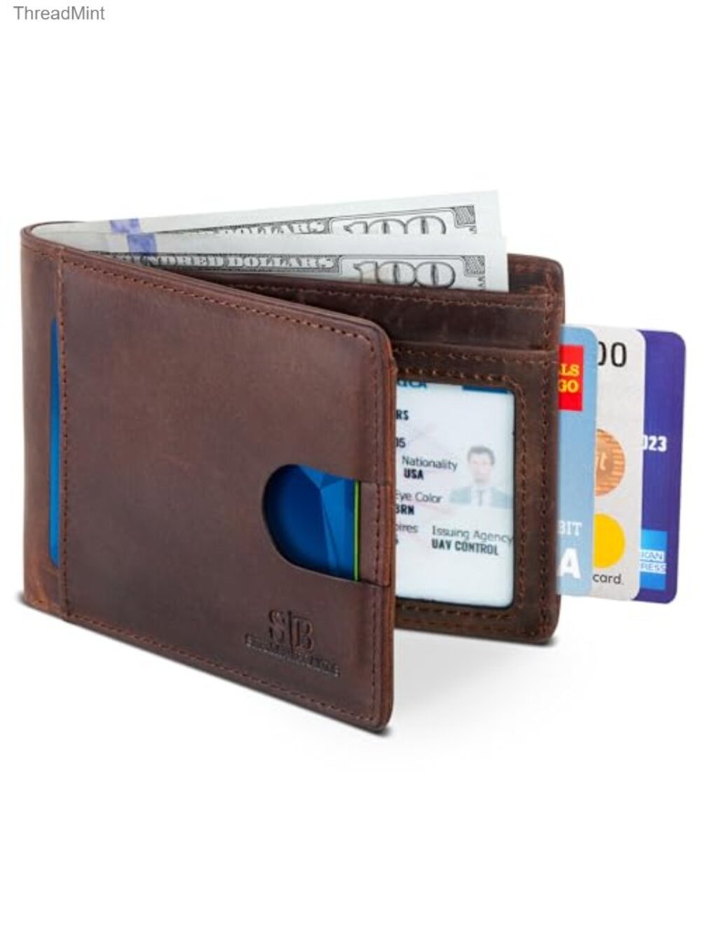 RFID Blocking Slim Bifold Genuine Leather Minimalist Front Pocket Wallet